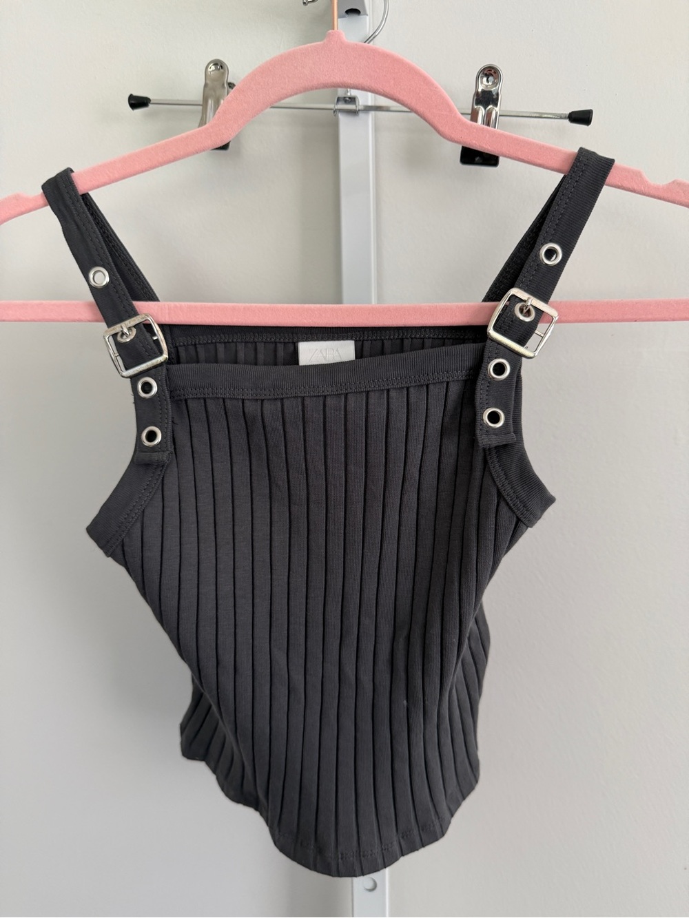 Zara Kids Black Ribbed One-Piece with Buckle Straps size 9-10
